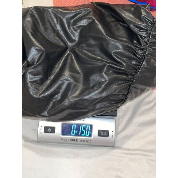 Chico's Black Faux Leather 3/4 Sleeve Pleather Tiered Midi Dress Women's Size 4 - Picture 9 of 9